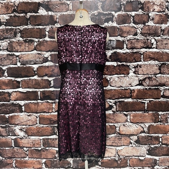 JS Collections Dress Cocktail Party Pink Black Lace Bow Size 12 - Picture 7 of 12